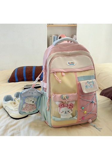 Gençler İçin Süper Hafif Okul Çantası - 20l Büyük Hacimli, Ergonomik Sırt Koruma, Ortaokul Öğrenci Sırt Çantası Açık Pembe