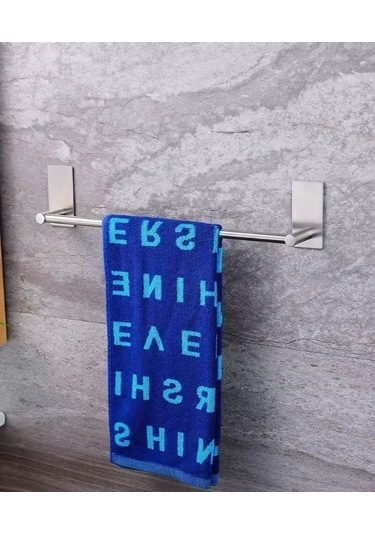 Havluluk Dik Rozetli 52cm Yapışkanlı Paslanmaz Çelik Krom Rengi Krom