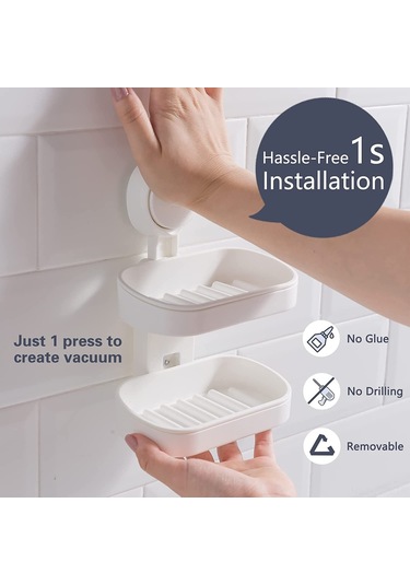 Fosenze Banyo İçin Çift Katlı Sulama Özelliği Saçma Dairesiz Duvar Montajlı Sabun Tutucu - Plastik Malzeme, 5kg Yük Kapasitesi Beyaz