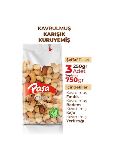 Paşa Kuruyemiş Kavrulmuş Karışık Kuruyemiş 3 x 250 G