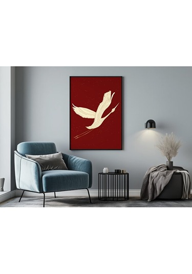 Tablo Ahşap Çerçeveli Tablo Çerçeveli Poster Turna Kuşu, Hayvan Temalı Tablo