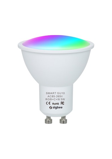 Zigbee Gu10 Akıllı Led Ampulü 5w Rgb+cw+ww Renk Değiştirme, Ses Ve Uygulama Kontrollü, Parlaklık Ayarlı, 85-265v Beyaz