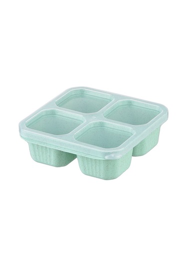 Yaozixa Yeşil 4 Bölmeli Cam Kapaklı Atıştırmalık Kutusu - Kuruyemiş, Atıştırmalık Saklama, Günlük Kullanım İçin Dayanıklı Ev Gereci DiğER