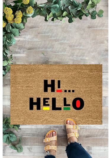 Hı Hello, Kapı Önü Paspası Dijital Baskı Dekoratif Paspas
