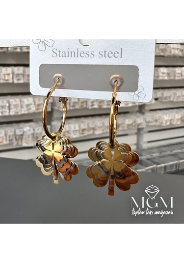 Mepa Gold/rodyum Çelik Küpeler - Kp00115 Najmaddin Altın