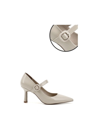 Gönderi R Ten Rugan Sivri Burun Kadeh Ökçe Mary Jane Ayakkabı Ten Rugan