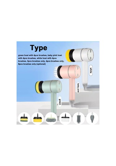 Xindoker Kablosuz Elektrikli Temizlik Fırçası - 4 Başlıklı, 1200mah Pil, Mutfak & Banyo İçin Pratik Çözüm