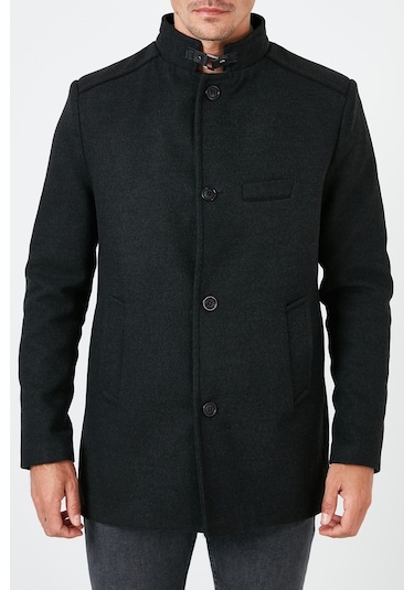 Buratti Slim Fit Pamuklu Kaşe Erkek Kaban 5841012 Füme Buratti Slim Fit Pamuklu Kaşe Erkek Kaban 5841012 Füme