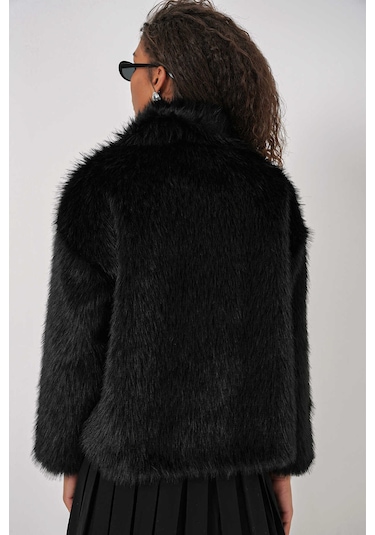 Gabria Deri Fermuarlı Kürk Siyah