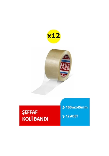 Tesa Koli Bandı Doğal Kauçuk Şeffaf 100mx45mm X12 Adet 100mm