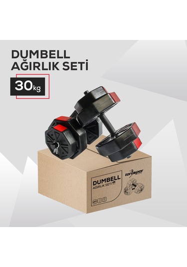 Tan Spor Dambıl Halter Ağırlık Kısa Bar Set 30 KG