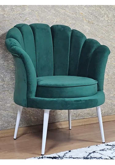 Tekli İstiridye Beyaz Boyalı Sivriltme Ayak Çay Seti Koltuk Tekli Çok Renkli