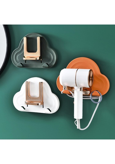 Homyl Duvar Saç Kurutma Makinesi Tutucu Depolama Standı Beyaz Beyaz