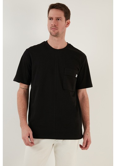 Buratti % 100 Pamuk Relaxed Fit Bisiklet Yaka Erkek T Shirt 5902605 Siyah