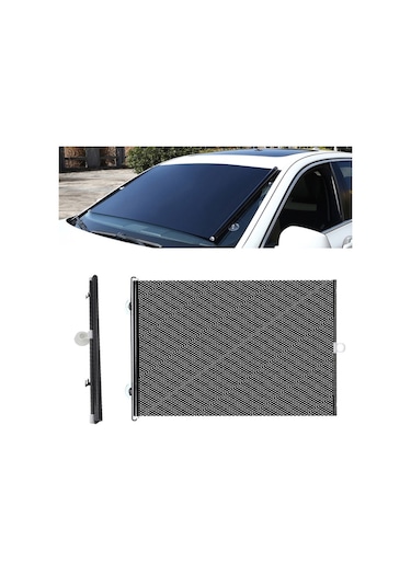Sones 2 Adet Vantuzlu Araba Gölge Perdesi Pencere Teleskopik Stor Perde, Boyut: 40x125cm Siyah Mesh