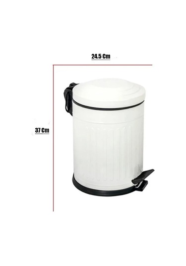 Vintage 12 Lt Yavaş Kapanır Kapaklı Ofis Mutfak Banyo Balkon Çöp Kovası Beyaz Beyaz