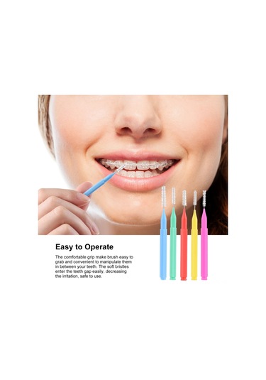 Skycity 100 Adet Renkli Diş Arası Fırça Seti - Yumuşak Tüylerle Gigi Aralarını Temizler, Diş Sağlığını Korur, Taşınabilir Mavi, Kırmızı, Yeşil, Sarı, Pembe Her 20 Adet