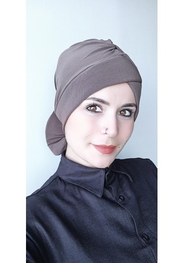 Kadın Tesettür Bone Fiyonklu Vizon