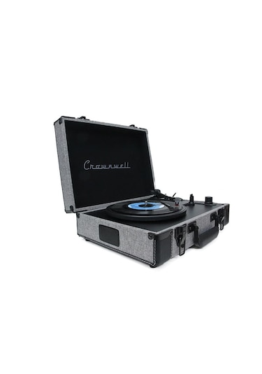 Crownwell 05 33-45-78 'lik Plak Çantalı Bluetooth Pikap Gri Özel