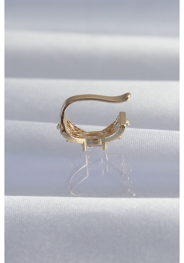 Ezoconcept Pirinç Gold Renk Zirkon Taş Kaplama Earcuff Küpe Çok Renkli