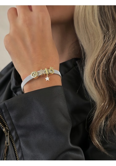 Eva Takı Store Mesh Charm Yıldız Yüzük Çelik Bileklik Gümüş