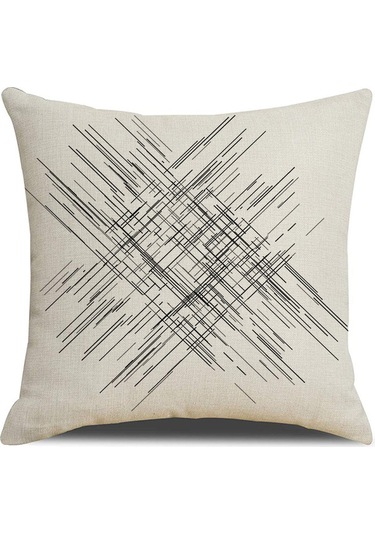 Yeni Sade Tarzda Baskılı Yastık Kılıfı No.83 Ekru