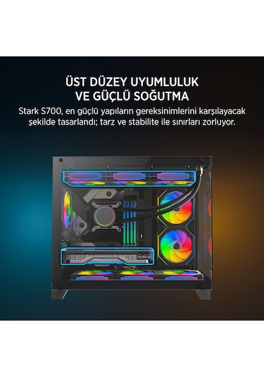 James Donkey Stark S700 3xargb Temperli Cam 650w 80+ Bronze Matx Siyah Gaming Oyuncu Kasa