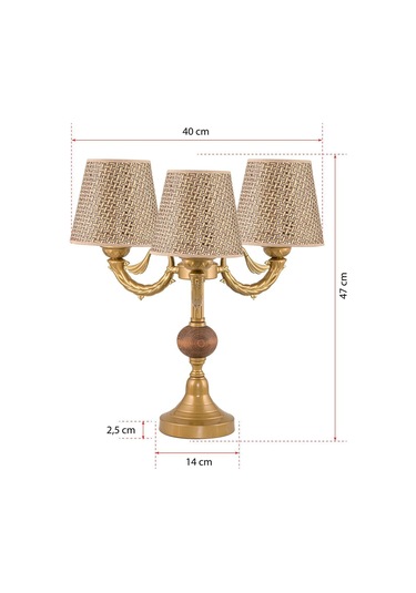 Üçlü Şamdan Masa Lambası Abajur Eskitme Kahverengirattan Hasır Şapkalı Eskitme