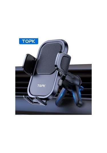 Topk Araç Telefon Tutucu - Metal Kanca Montaj, Tüm Telefonlarla Uyumlu, Hava Firarı İçinblack Black