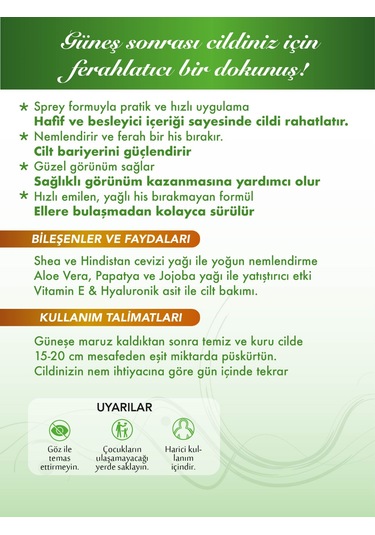 Sprey Güneş Sonrası Argan Yağlı Krem 250ml Nitrojen Gazlı