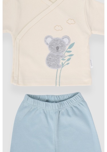 Koala Nakışlı 10 Parça Hastane Çıkışı Zıbın Seti %100 Pamuk Mavi