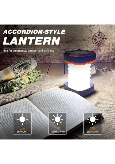 Brightnova Orange Solar Kamp Lambası Katlanabilir Şarj Edilebilir Led Taşınabilir Usb Acil Durum Telefon Şarj Aleti Çadır Işık Hiking Altın