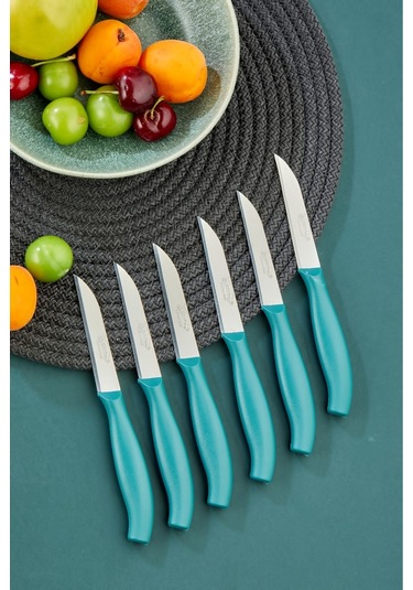 Cooker 12 Li Lüx Paslanmaz Çelik Sebze Ve Meyve Bıçağı Yeşil