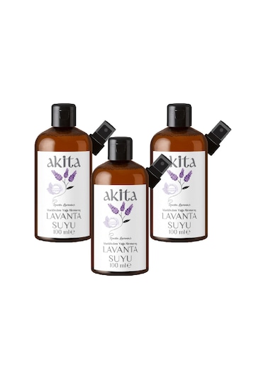 Akita Doğal Yağı Alınmamış Cam Şişe Lavanta Suyu 3 x 100 ML