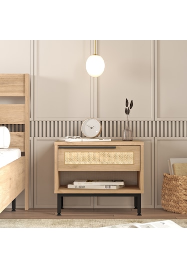 Robin Home Lidya Komodin Çekmeceli Metal Ayaklı Uv Baskı Sepet-jü