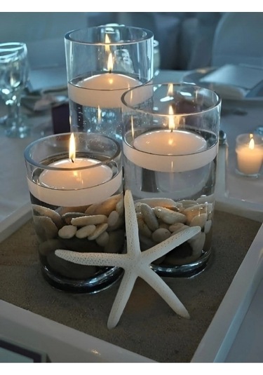 Denic 12 li Büyük Yüzen Mum Beyaz