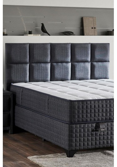 Star Başlık 120 Cm Tek Kişilik Antrasit Keten Kumaşlı Modern Lüks Yatak Başlığı / Baza Başlığı 120 CM