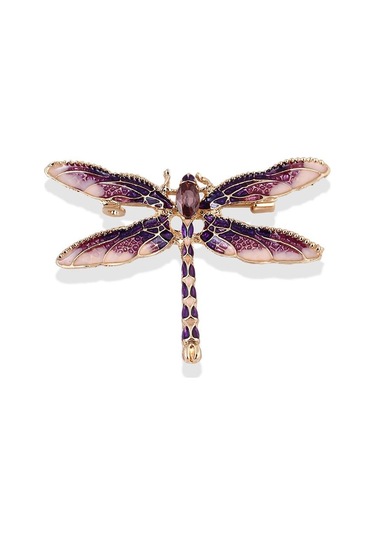 Sones Retro Yağ Damlayan Emaye Yusufçuk Broşu Mor