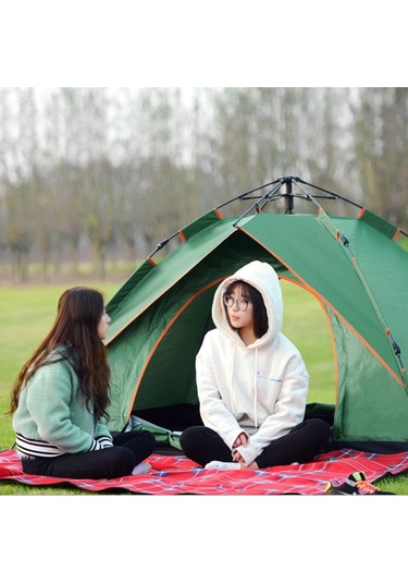 Çift Kapılı Otomatik Kurulum Kamp Çadırı 3 Kişilik Kolay Kurulum Piknik Plaj Çadır 200x150x125cm Yeşil