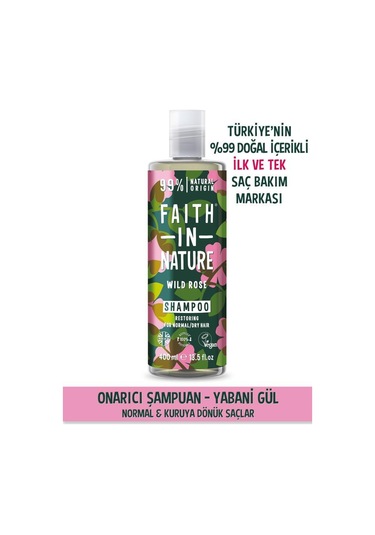 Faith in Nature %99 Doğal Onarıcı Şampuan Yabani Gül Normal & Kuruya Dönük Saçlar İçin 400 ML