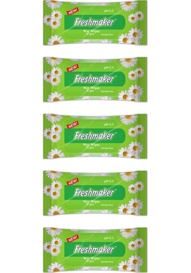 Freshmaker Islak Cem Mendil - Alkolsüz Ve Ph Dengelenmiş - Çiçeksi Kokular - 15 Adetlik 5 Paket 5'li Set