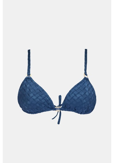 Olympos Petrol Mavisi Dolgusuz Çıkarılabilir Pedli Üçgen Bikini Üst Mavi