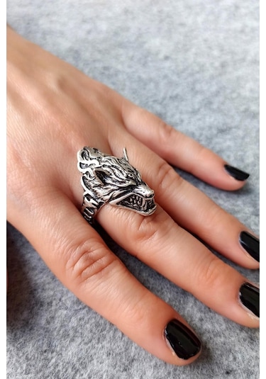 Antik Gümüş Kaplama Göktürkçe Türk Yazılı Ayarlanabilir Bozkurt Y - 511441904