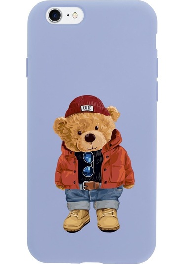 Iphone 8 Teddy Bear Premium Silikonlu Telefon Kılıfı Mor