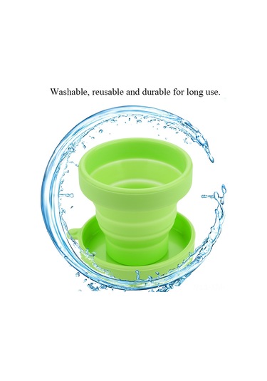 Ximistore9 Yeşil Silikon Katlanabilir Su Bardağı - Taşınabilir, Yeniden Kullanılabilir, Isı Dayanıklı -30 C/+220 C - Seyahat Ve Kamp İçin Yeşil