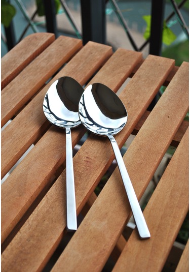 2'li Paslanmaz Çelik Servis Kaşığı Sunum Kaşık 22 Cm