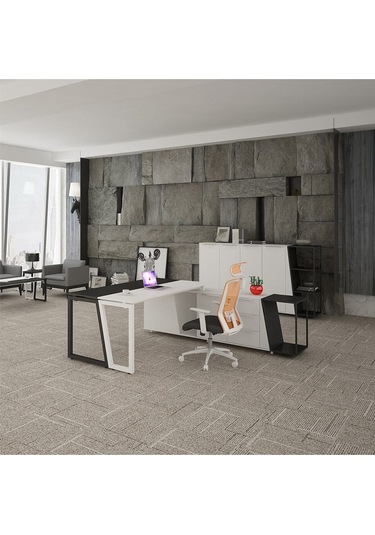 Dila Siyah Beyaz Metal Yönetici Çalışma Masası 200x180