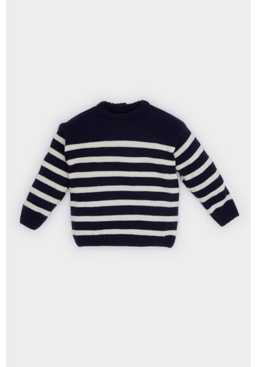 Defacto Erkek Bebek Bisiklet Yaka Çizgili Kazak A3858a525aunv31 Lacivert