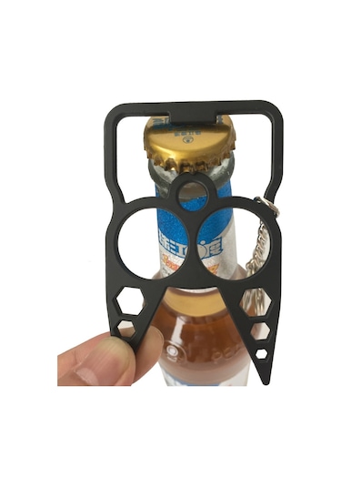 2 Adet 6'sı 1 Arada Çok Fonksiyonlu Anahtarlık Çinko Alaşımlı Şişe Açacağı Siyah