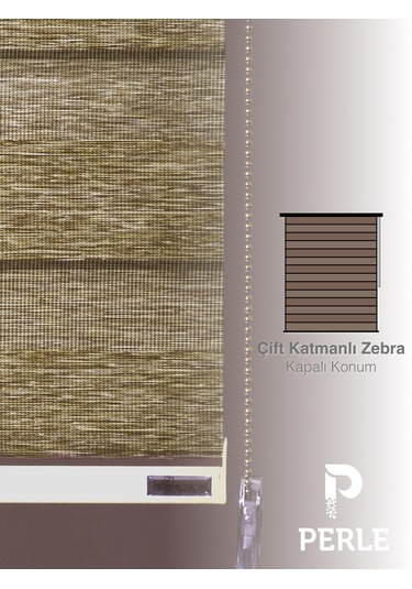 Br Perle Kırçıllı Kahve Renk Bambu Stor Zebra Perde Yüksek Kalite Alüminyum Kasa Kırçıllı Kahve